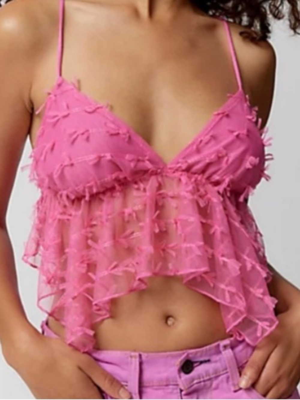 Urban Outfitters Pink Frilly top, size L